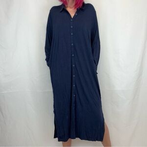 Universal Standard Sally Liquid Jersey Shirt Dress Navy Size S 14/16